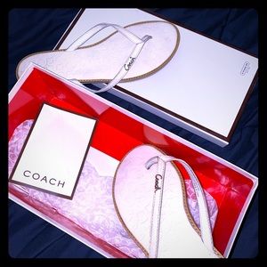 Coach white thong sandals